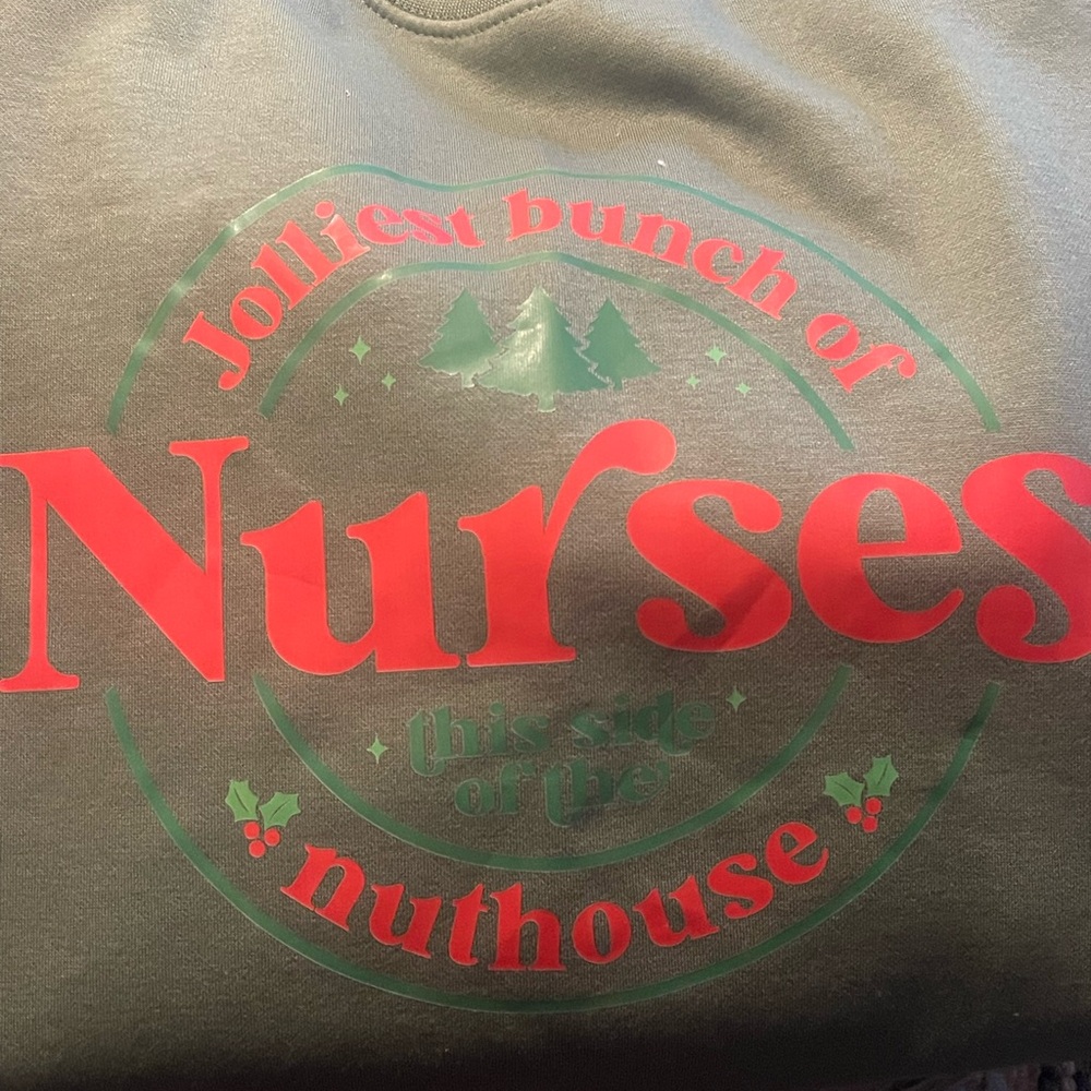 Festive Green and Red Nurse Sweatshirt, New